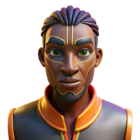 beautiful abstract Portrait of a man with a traditional African mask, lit by dramatic, theatrical lighting, in an Afrocentric style premium png