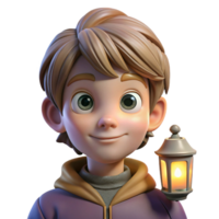 impressive traditional Portrait of a young boy with wide eyes and a curious expression, lit by the soft light of a lantern, in a fantasy art style genuine png