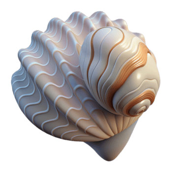 elegante minimalista un' avvicinamento di un' conchiglia con intricato modelli, morbido illuminazione, delicato e bellissimo autentico png