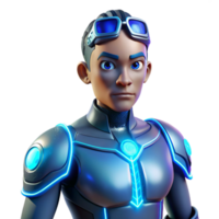 beautiful creative A cyborg with glowing blue circuitry visible beneath their synthetic skin, in a dynamic, anime style professional png