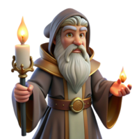 extraordinary artistic A wise old wizard with a long white beard and ornate robes, casting a spell with glowing runes, lit by flickering candlelight. Baroque painting style authentic png