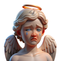 extraordinary traditional A fallen angel with tattered wings weeping tears of blood, illuminated by a single ray of divine light. Rendered in a tragic, Renaissance painting style original png
