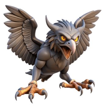 meraviglioso creativo un' vendicativo arpia con acuto artigli e penetrante occhi, piombando giù su suo preda, nel un' dinamico, orrore stile alto qualità png