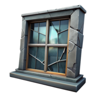 stunning traditional A broken window in an abandoned building, urban decay theme, dim overcast light, gritty realism high resolution png