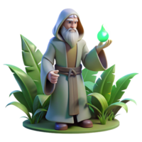 vibrant rustic A wise old druid casting a healing spell, surrounded by glowing plants. Soft, ethereal lighting. Pre-Raphaelite style 4K png