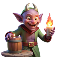 impressive creative A mischievous imp playing tricks on unsuspecting mortals in a dimly lit tavern. Warm, flickering candlelight. Genre painting style high quality png
