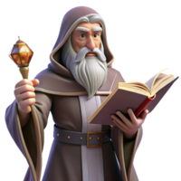 beautiful vintage A wise old wizard with a long, flowing white beard and intricate robes, casting a spell from an ancient tome. Moody, atmospheric lighting. Renaissance painting style 4K png
