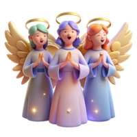 impressive rustic A group of celestial beings with glowing wings and halos, singing in harmony. Soft, heavenly light, angelic fantasy style exclusive png