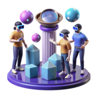stunning creative A group of humans with augmented reality headsets exploring a virtual museum, surrounded by holographic artifacts. Photorealistic style 4K png