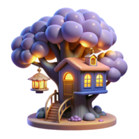 magnificent abstract A whimsical treehouse nestled within the branches of a giant, glowing tree. Soft, twilight lighting. Storybook style genuine png