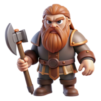vibrant contemporary A stoic dwarf with a long beard and a sturdy axe, standing guard in a mountain pass. Bright, mountainous lighting. Realistic style premium png