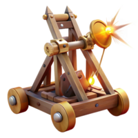 dramatic artistic A medieval siege weapon, a trebuchet, launching a projectile, dynamic action, realistic detail, bright sunlight original png