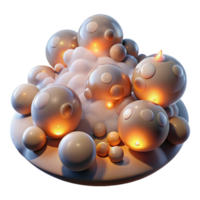 vibrante tradicional uma campo do flutuando, translúcido esferas, preenchidas com rodopiando fumaça e brasas, iluminado de esquentar, tremeluzente luz de velas, dentro uma místico, etéreo estilo exclusivo png