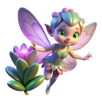 impressive artistic A playful pixie with iridescent wings and sparkling eyes, hovering among glowing flowers, illuminated by moonlight. Whimsical, magical, soft lighting, digital painting genuine png