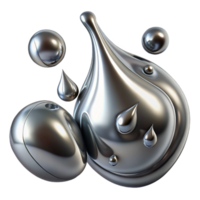 dramatic creative Liquid metal droplets merging and separating, reflecting a distorted, fragmented image of the surrounding space, in an abstract expressionist style genuine png