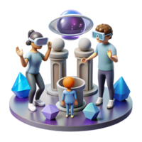 wonderful artistic A group of humans with augmented reality headsets exploring a virtual museum, surrounded by holographic artifacts. Photorealistic style detailed png