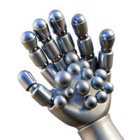 dramatic abstract A swarm of nanobots forming the shape of a human hand reaching out, metallic texture, lit by a single bright white light source high resolution png