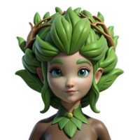 serene vintage A beautiful dryad with bark-like skin and leafy hair, merging with a giant oak tree. Soft, green lighting. Fantasy realism style high resolution png