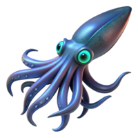 magnificent modern A giant squid swimming in the deep ocean, bioluminescent lighting, mysterious and surreal style high quality png