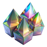 vibrant creative Crystalline structures with sharp edges and refractive surfaces, reflecting rainbow hues, in a photorealistic style authentic png
