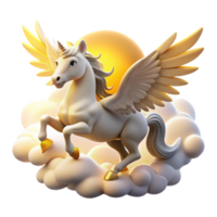 extraordinary vintage A graceful Pegasus soaring through the clouds, illuminated by the rays of the rising sun. Bright, optimistic lighting. Art Nouveau style high resolution png