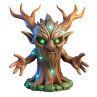 extraordinary vintage An ancient, gnarled tree spirit with glowing runes carved into its bark, radiating an aura of wisdom and power. Soft, ambient light, ethereal painting style high resolution png