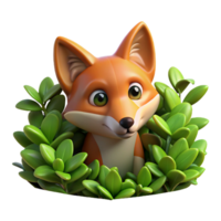 extraordinary modern A sly fox peering out from behind a bush, dappled sunlight, illustrative style high resolution png