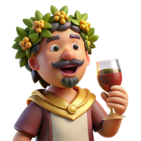 extraordinary minimalist A drunken Dionysus with a crown of ivy and a wine-filled goblet, surrounded by revelers. Baroque style. Festive, warm lighting original png