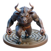 dramatic rustic A fearsome minotaur with a bull's head and human body, charging through a labyrinth. Dramatic, low-key lighting. Dark Fantasy style authentic png