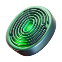 extraordinary creative A close-up of a fingerprint scanner glowing green, sharp, focused lighting, technological style high resolution png