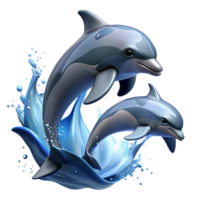 beautiful creative A group of dolphins leaping out of the ocean, dynamic lighting, realistic style high quality png