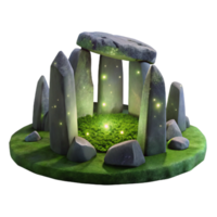 elegant classic An ancient, moss-covered stone circle pulsating with mystical energy under a starry night sky, in a photorealistic, atmospheric style exclusive png
