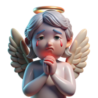 extraordinary artistic A fallen angel with tattered wings weeping tears of blood, illuminated by a single ray of divine light. Rendered in a tragic, Renaissance painting style genuine png