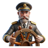 serene creative A steampunk airship captain, standing at the helm of his vessel, with a determined expression. Strong, directional lighting, portrait style, realistic rendering professional png