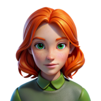 dramatic creative Portrait of a young woman with fiery red hair, freckles, and piercing green eyes, lit by a soft Rembrandt light, painted in the style of pre-Raphaelite Brotherhood premium png