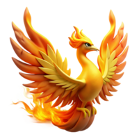 magnificent minimalist A majestic phoenix rising from the ashes, flames swirling around its fiery plumage. Dramatic lighting, vibrant colors 4K png