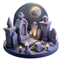 wonderful abstract A desolate graveyard filled with crumbling tombstones and spectral figures, bathed in the cold light of a full moon. Illustrated in a gothic horror style high quality png
