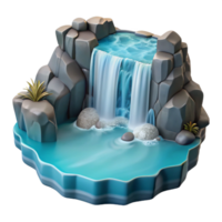 beautiful artistic A cascading waterfall plunging into a crystal-clear pool, misty lighting, serene style professional png