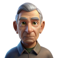 dramatic rustic Close-up portrait of an elderly man with deep wrinkles and a weathered face, illuminated by a single spotlight from above, in a hyperrealistic style authentic png