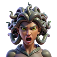 extraordinary creative A fierce gorgon with snakes for hair, turning a warrior to stone, in a dramatic, baroque style, with chiaroscuro lighting exclusive png