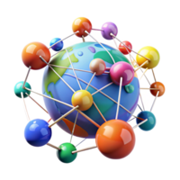magnificent classic A data visualization representing global internet traffic, colorful, dynamic lines and nodes, abstract style genuine png
