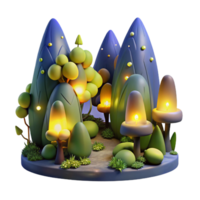 wonderful vintage A group of fireflies illuminating a dark forest at night, magical realism style authentic png