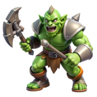 stunning creative A fearsome orc warrior wielding a massive axe, charging into battle. Dynamic pose, realistic style professional png