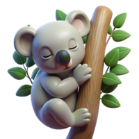serene contemporary A sleepy koala clinging to a eucalyptus tree, soft, diffused lighting creating a peaceful atmosphere. Photorealistic style with soft focus high resolution png
