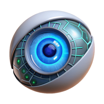 impressionante vintage uma fechar-se do uma cibernético olho com intrincado circuitos e uma brilhando azul íris, iluminado de uma macio, ambiente claro. cyberpunk estilo exclusivo png