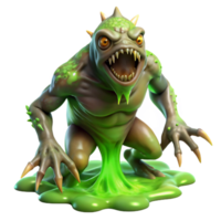 dramatic creative A grotesque, mutated creature with glowing green skin emerging from a toxic swamp. Lit by flickering swamp gas, depicted in a biopunk, horror style 4K png