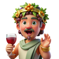 wonderful abstract A drunken Dionysus with a crown of ivy and a wine-filled goblet, surrounded by revelers. Baroque style. Festive, warm lighting premium png