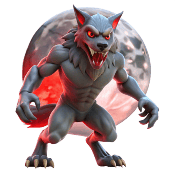 meraviglioso rustico un' feroce mannaro con raggiante rosso occhi e acuto artigli, trasformando sotto un' pieno Luna, drammatico e intenso stile alto risoluzione png