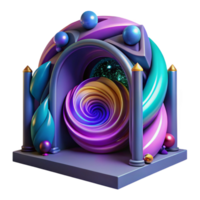 elegant vintage A portal to another dimension, swirling with vibrant colors and strange geometric patterns, in a dark, futuristic laboratory. Surreal, abstract style, dynamic composition high quality png