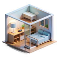impressive minimalist Microscale housing unit, compact design, multifunctional furniture, minimalist style exclusive png